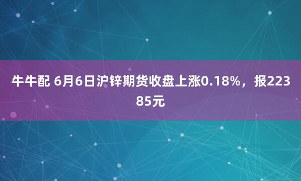 牛牛配 6月6日沪锌期货收盘上涨0.18%，报22385元